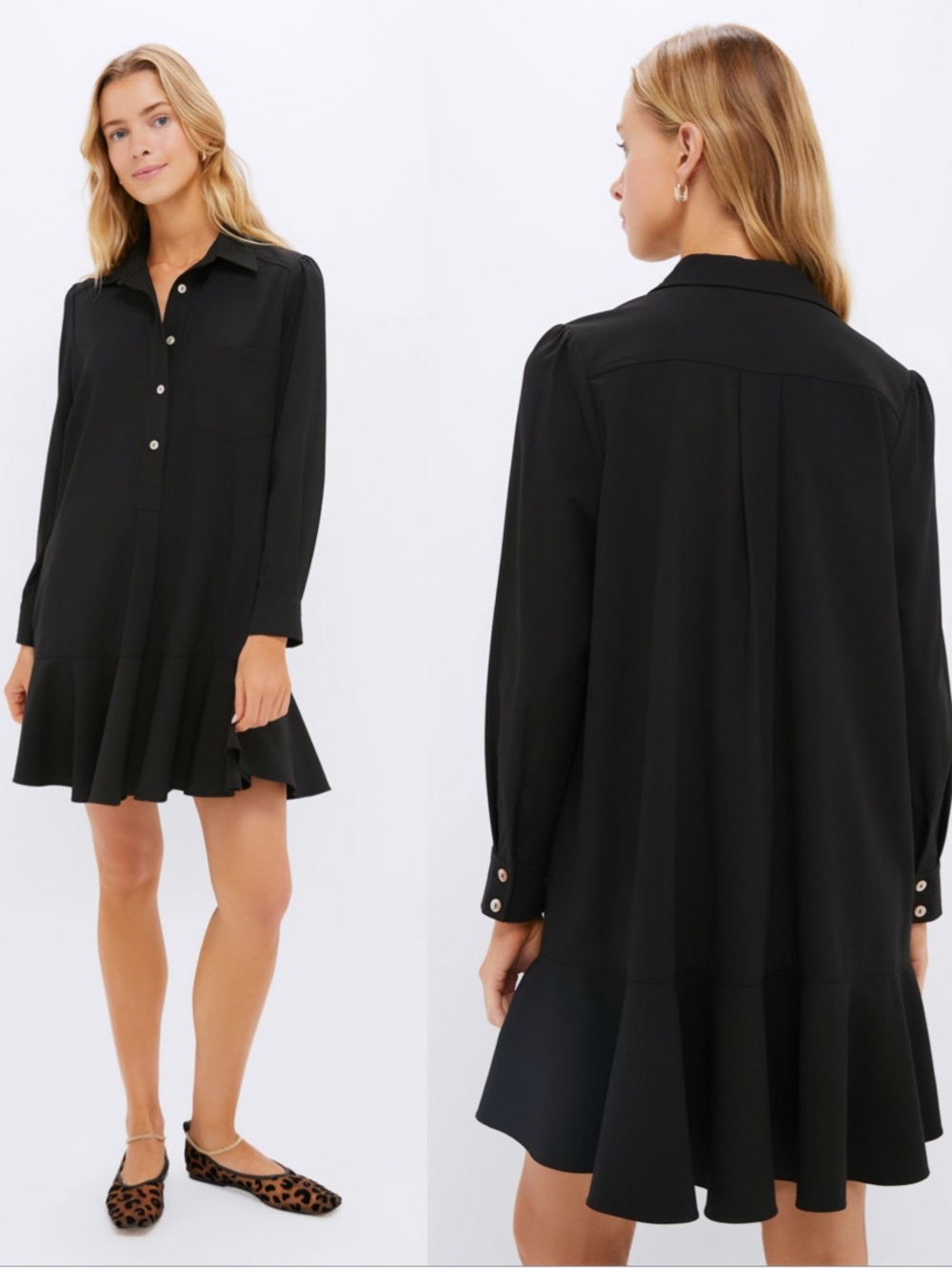 TUCKERNUCK Black Crepe Callahan Shirt Dress in Black Sz. Small